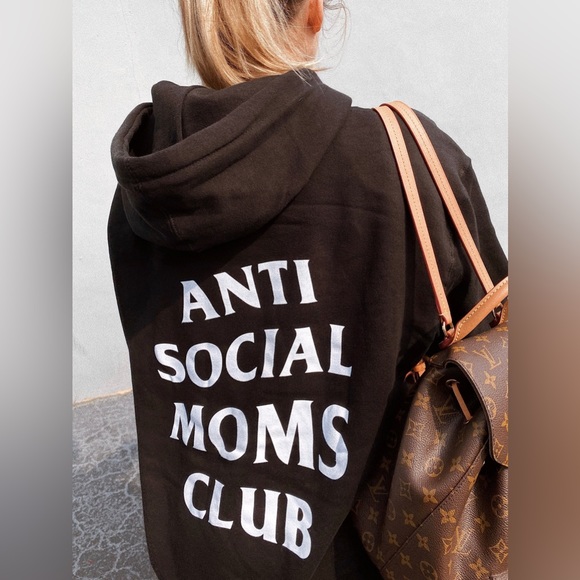 Hubs&Hers Tops - HUBS&HERS Anti Social Moms Club Black Hoodie Size S/M